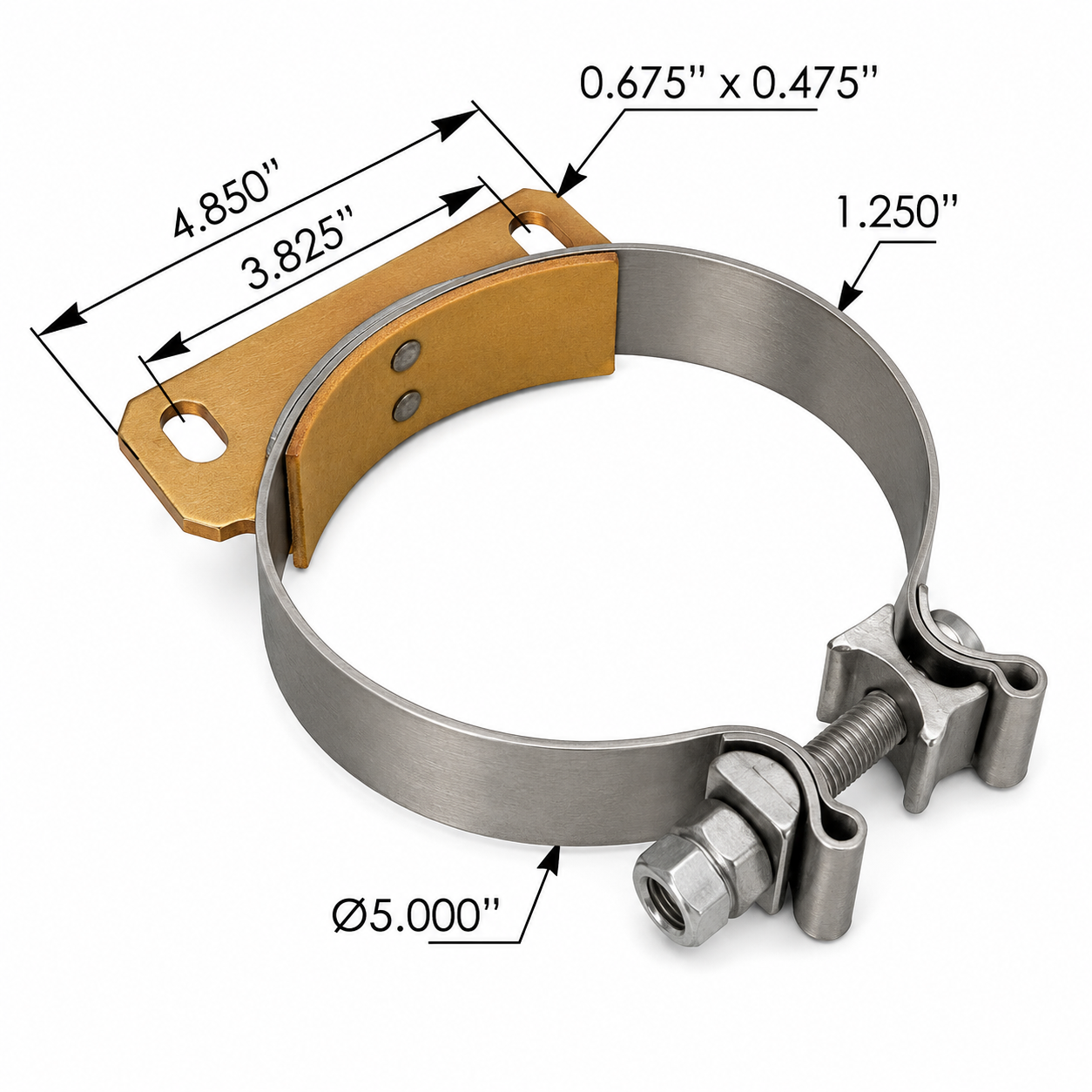 Exhaust Support Clamp Compatible with Peterbilt Applications – 409 Stainless Steel for 5in Pipe – Compatible with M166031
