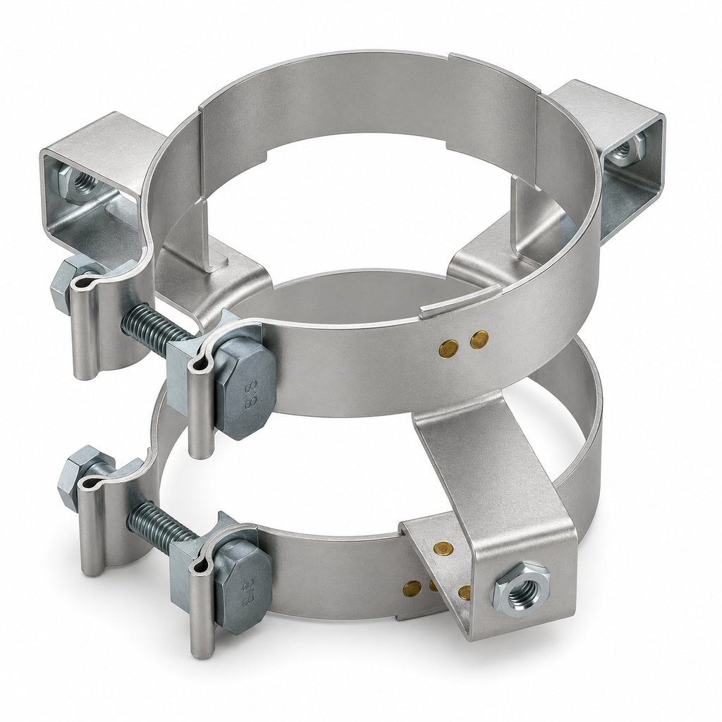 Heat Shield Clamp Compatible with Peterbilt Applications – 409 Stainless Steel for 5in Pipe – Compatible with M166037 – M16-6037