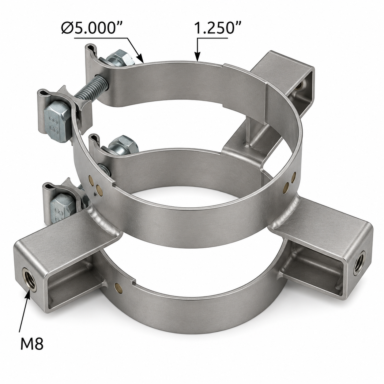 Heat Shield Clamp Compatible with Peterbilt Applications – 409 Stainless Steel for 5in Pipe – Compatible with M166037 – M16-6037