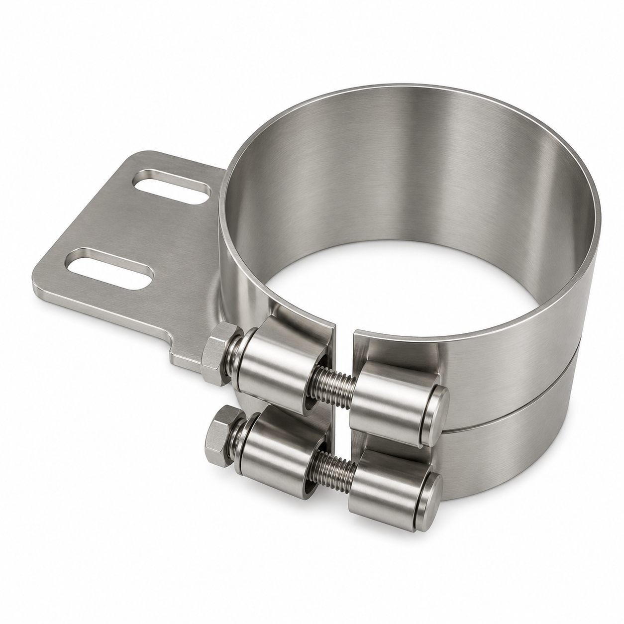Stack Mounting Bracket 5in Compatible with Peterbilt Applications – Polished Stainless Steel Wide 2 Bolt Clamp – Compatible with 50BJPB500SCP