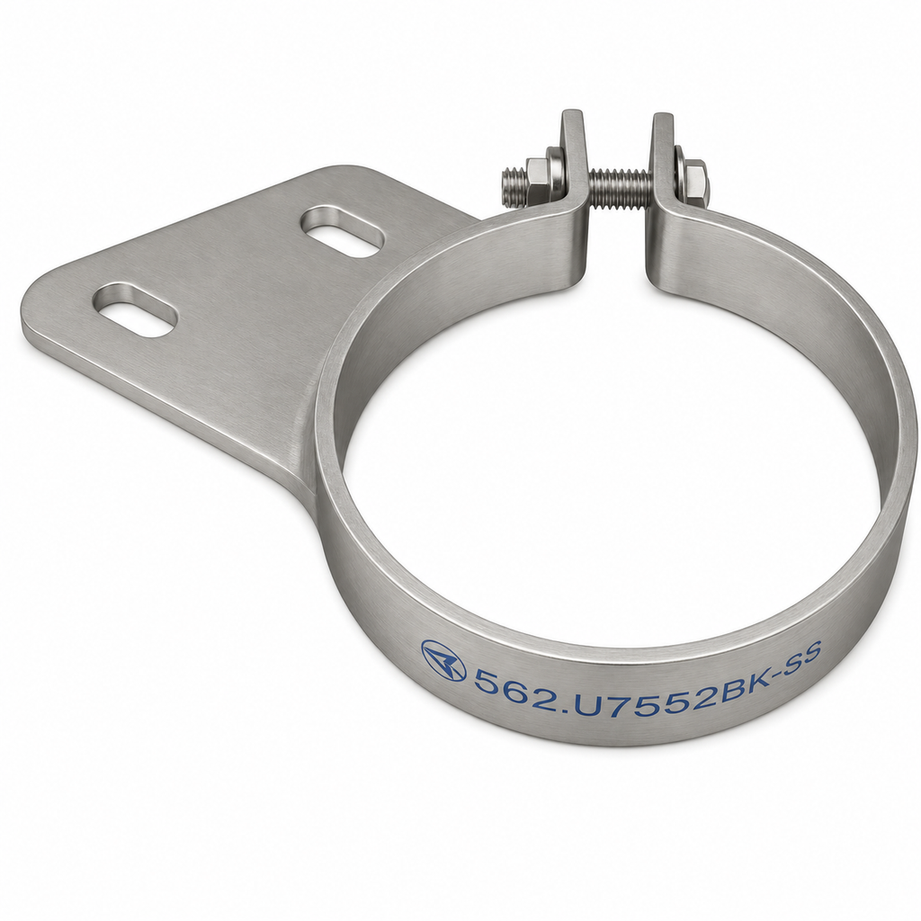 Stack Mounting Bracket 5in Compatible with Peterbilt Applications – Polished Stainless Steel – Compatible with 45PBA500CP – OS5PBS