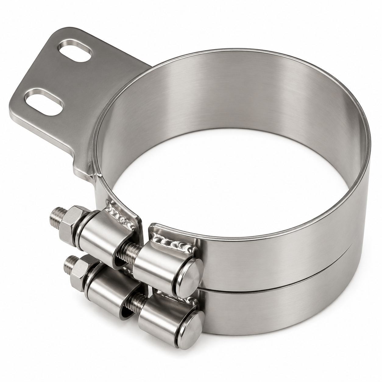 Stack Mounting Bracket 6in Compatible with Peterbilt Applications – Polished Stainless Steel Wide Clamp – Compatible with 50BJ-APB600SCP – 50BJAPB600SCP