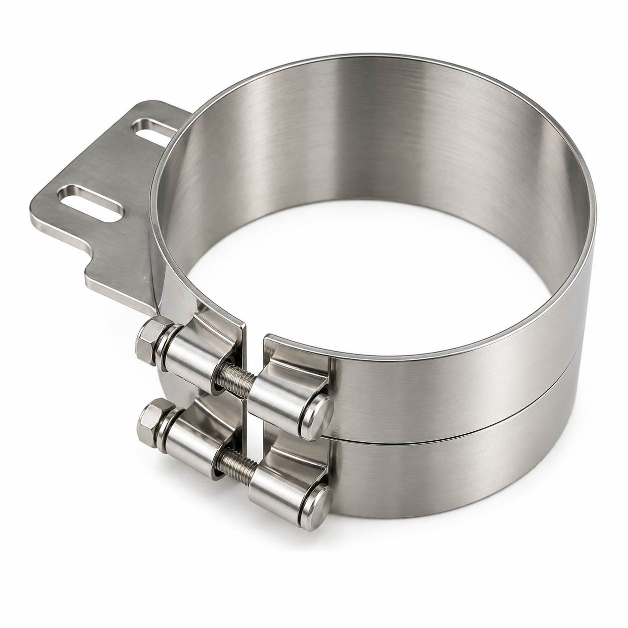 Stack Mounting Bracket 7in Compatible with Peterbilt Applications – Polished Stainless Steel Wide 2 Bolt Clamp – Compatible with 50BJPB700SCP