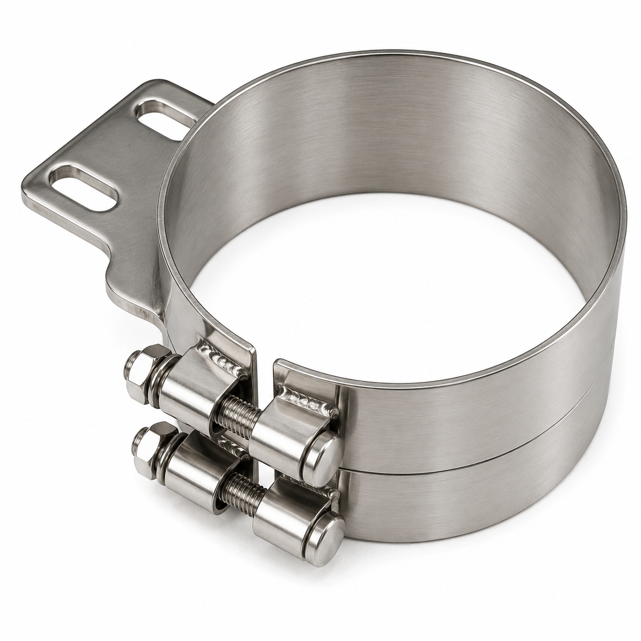 Stack Mounting Bracket 7in Compatible with Peterbilt Applications – Polished Stainless Steel Wide 2 Bolt Clamp – Compatible with 50BJPB700SCP