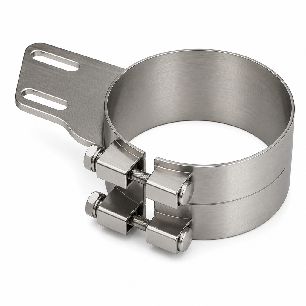 Stack Mounting Bracket 7in Compatible with Peterbilt Applications – Polished Stainless Steel Wide Clamp – Compatible with 50BJ-APB700SCP – 50BJAPB700SCP