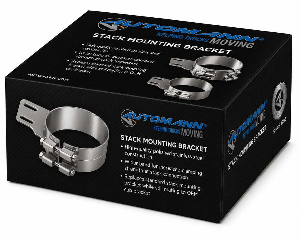 Stack Mounting Bracket 7in Compatible with Peterbilt Applications – Polished Stainless Steel Wide Clamp – Compatible with 50BJ-APB700SCP – 50BJAPB700SCP
