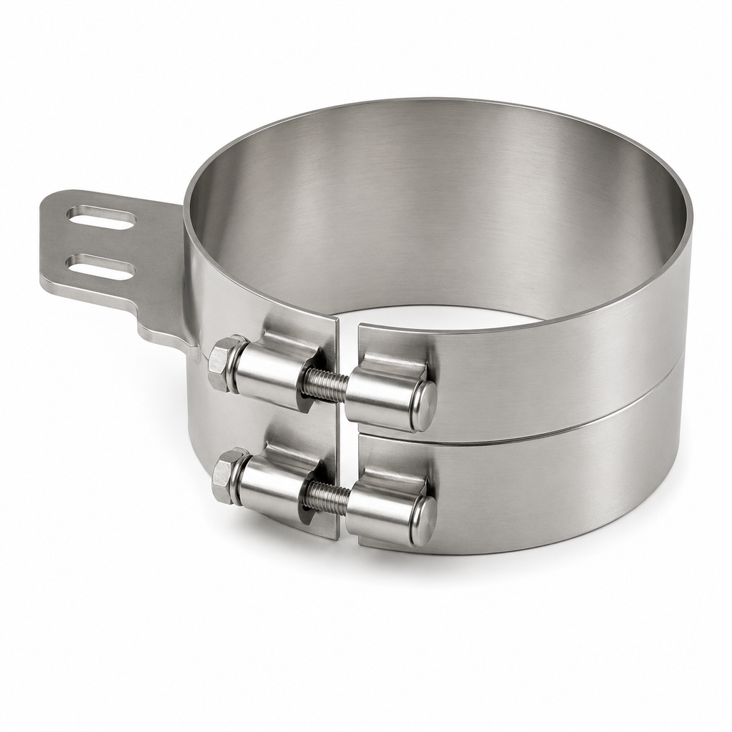 Stack Mounting Bracket 8in Compatible with Peterbilt Applications – Polished Stainless Steel Wide Clamp – Compatible with 50BJ-APB800SCP – 50BJAPB800SCP
