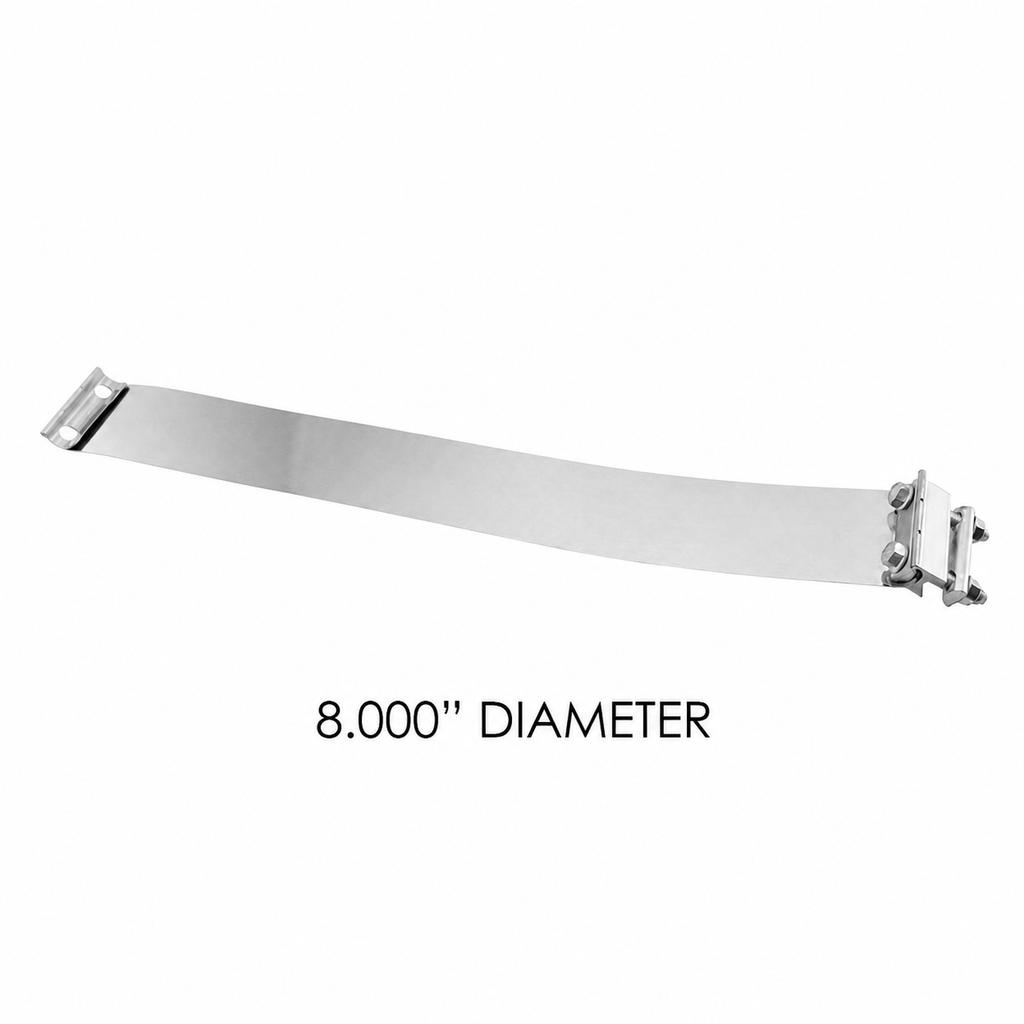 Exhaust Band Clamp Flat 8in Compatible with Universal Applications – Stainless Steel EZ Seal Type – Compatible with E80ST