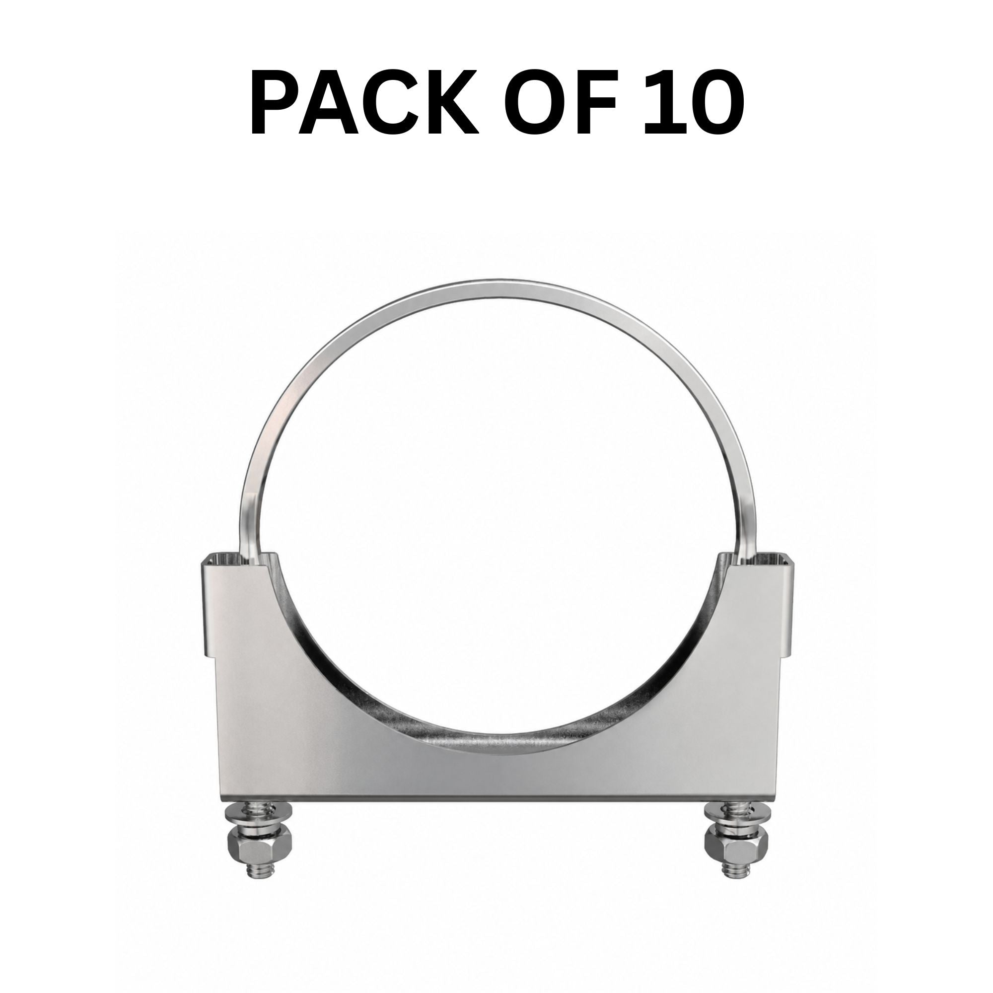Flat U-Bolt Saddle Clamp 5in Compatible with Universal Applications – Chrome Finish – Pack of 10 – Compatible with FB5C – P206611