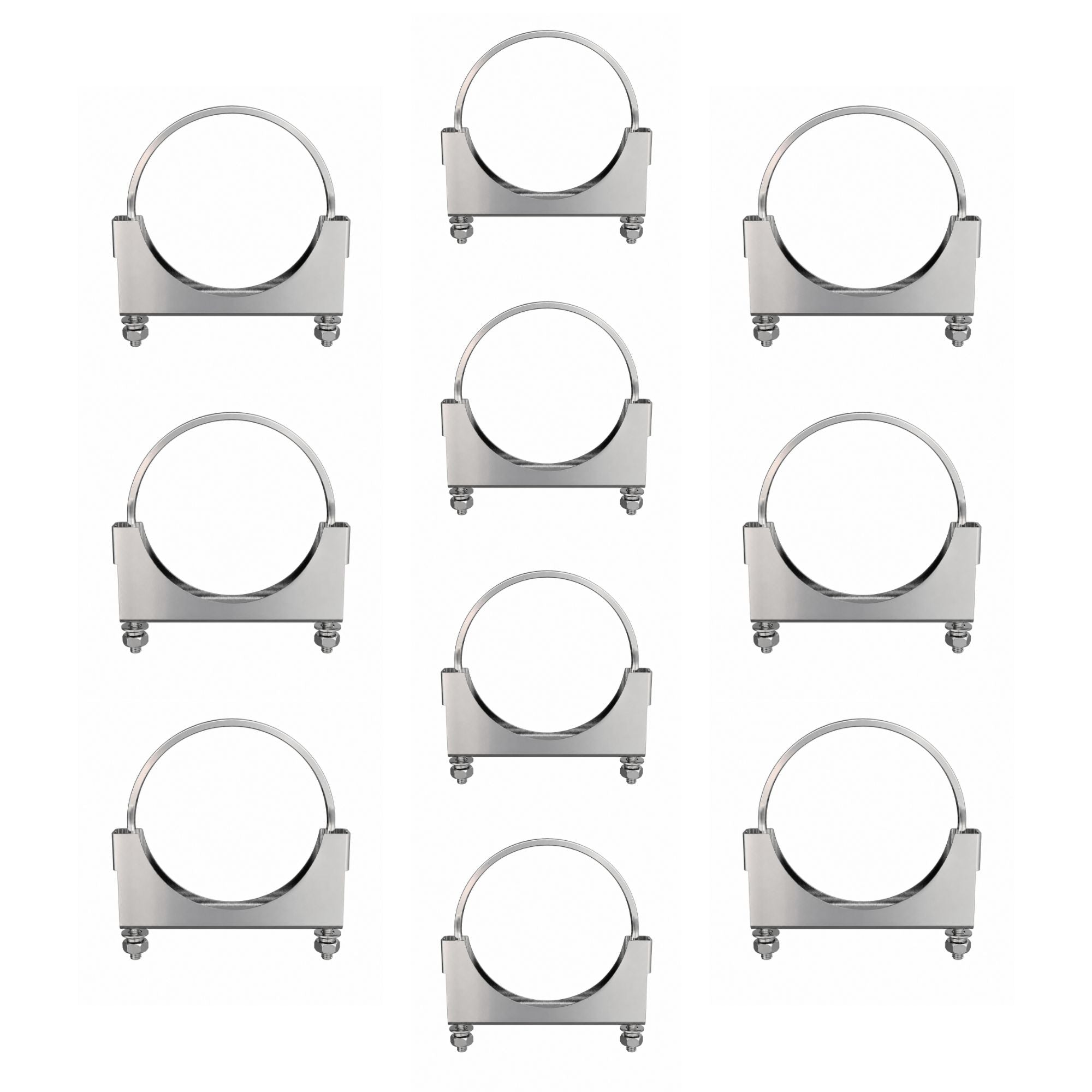 Flat U-Bolt Saddle Clamp 5in Compatible with Universal Applications – Chrome Finish – Pack of 10 – Compatible with FB5C – P206611