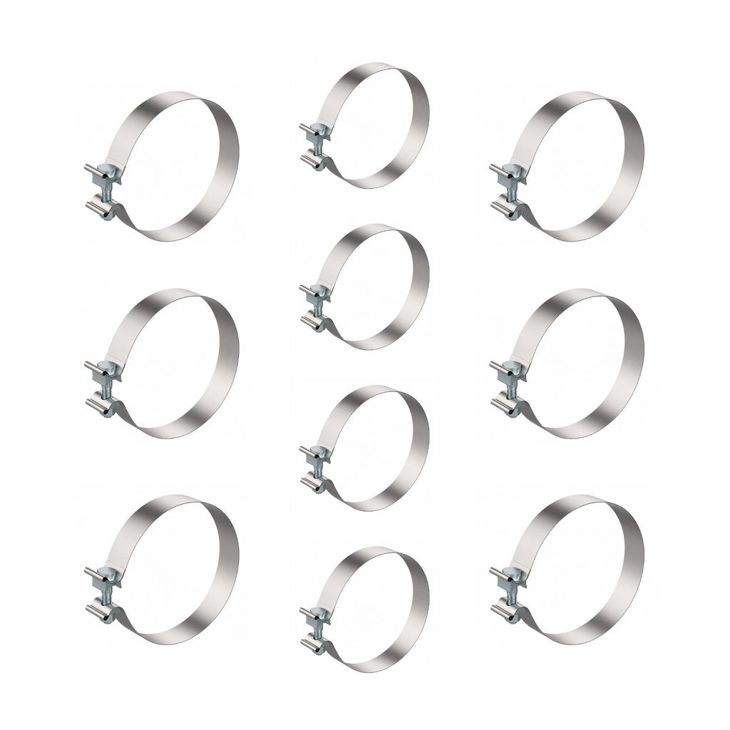 Exhaust Band Clamp 6in Compatible with Universal Applications – 1.25in Wide Mirror-Polished 430 Stainless Steel – Pack of 10 – Compatible with AS6SSP