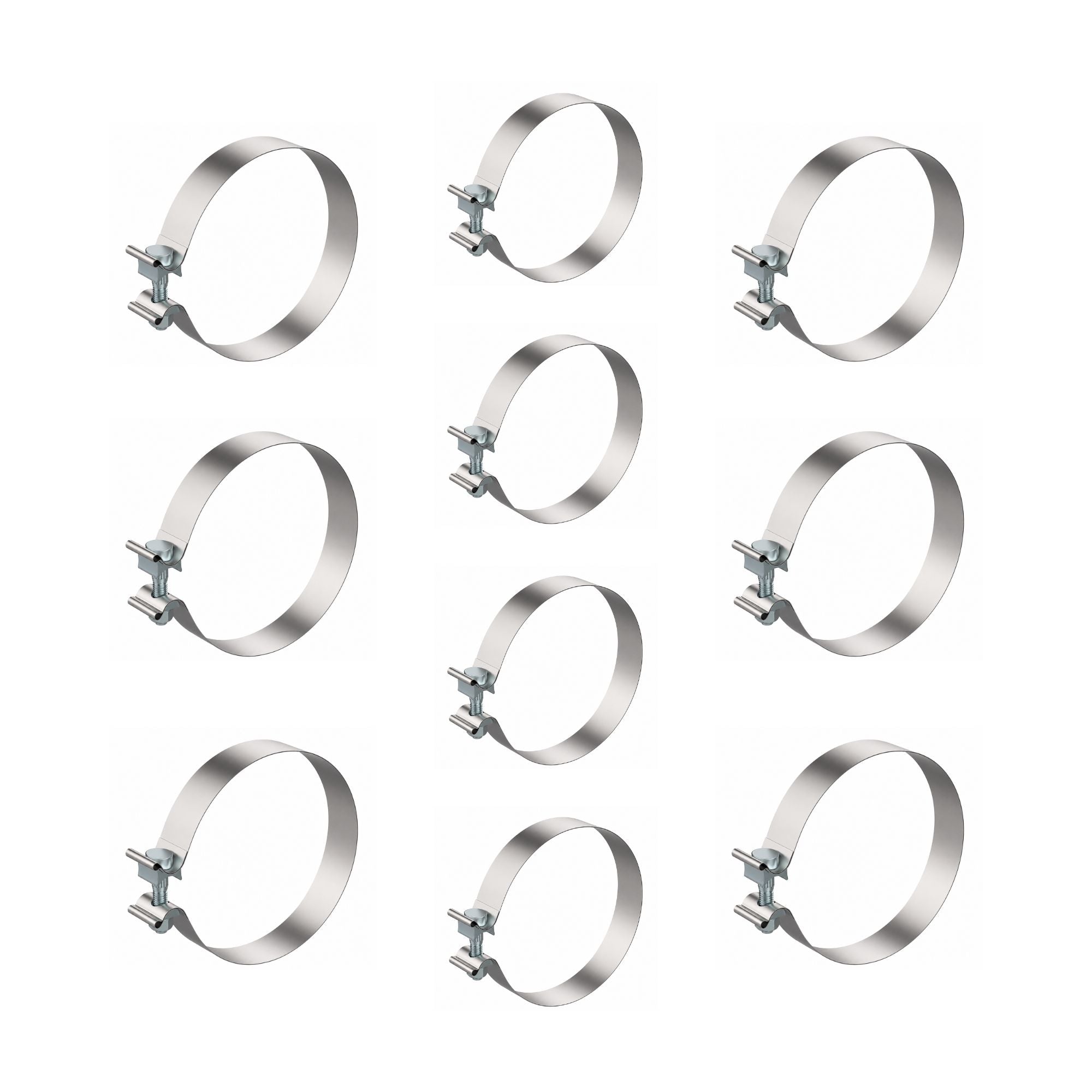 Exhaust Band Clamp 6in Compatible with Universal Applications – 1.25in Wide Mirror-Polished 430 Stainless Steel – Pack of 10 – Compatible with AS6SSP