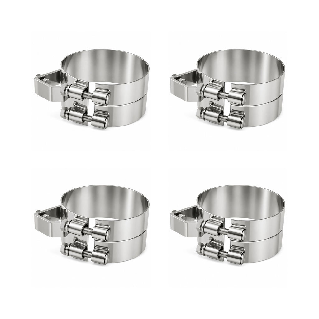 Stack Mounting Bracket 6in Compatible with Kenworth Aerocab and Universal Applications – Polished Stainless Steel Wide 2-Bolt Clamp – Pack of 4 – Compatible with 50BJUB600SCP