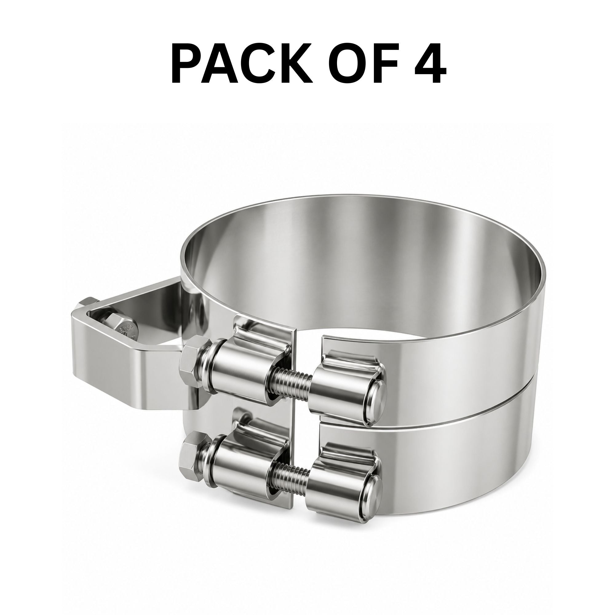 Stack Mounting Bracket 6in Compatible with Kenworth Aerocab and Universal Applications – Polished Stainless Steel Wide 2-Bolt Clamp – Pack of 4 – Compatible with 50BJUB600SCP