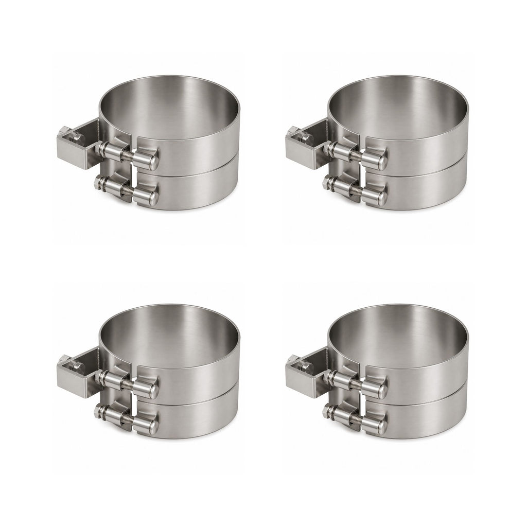 Stack Mounting Bracket 7in Compatible with Kenworth Aerocab and Universal Applications – Polished Stainless Steel Wide 2-Bolt Clamp – Pack of 4 – Compatible with 50BJUB700SCP