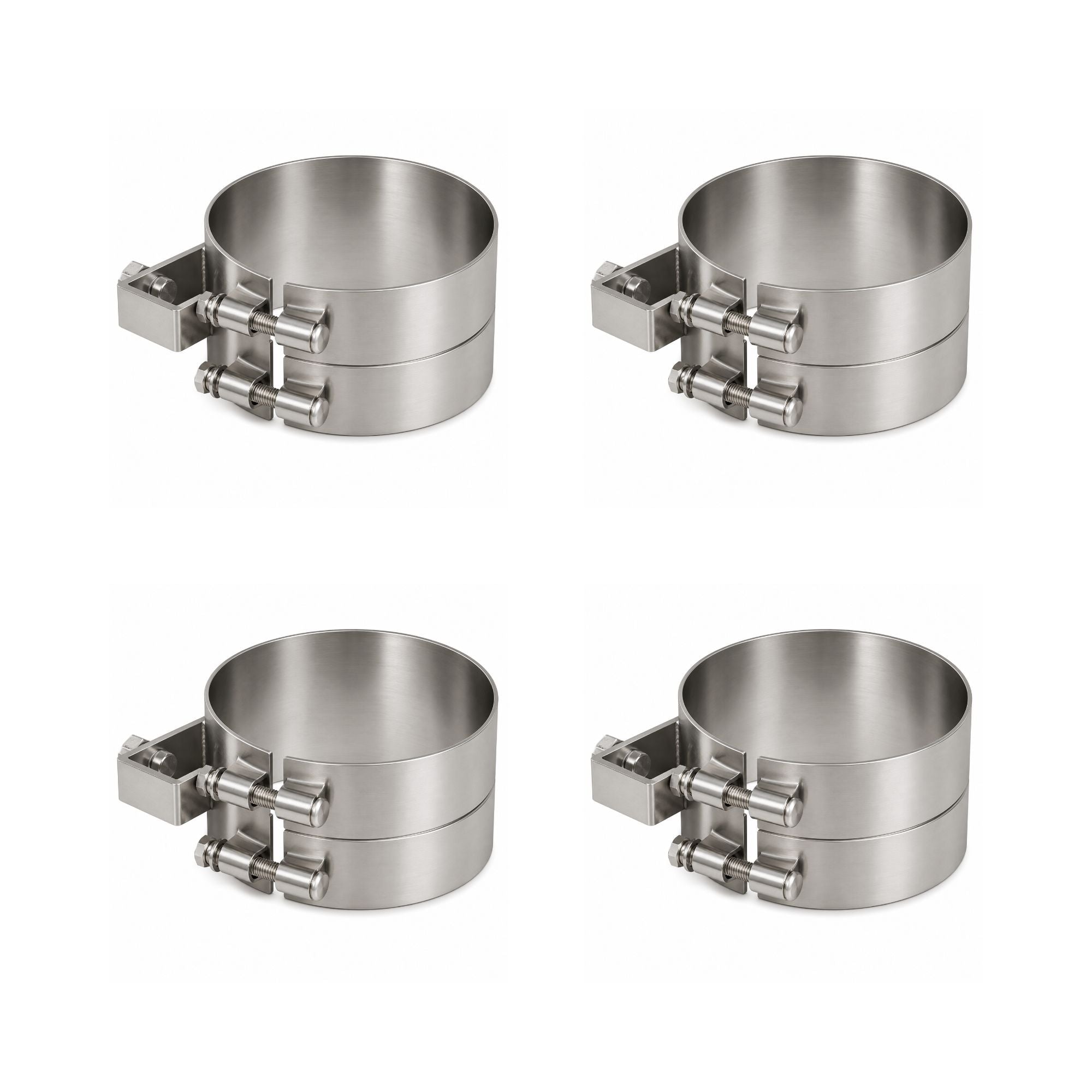 Stack Mounting Bracket 7in Compatible with Kenworth Aerocab and Universal Applications – Polished Stainless Steel Wide 2-Bolt Clamp – Pack of 4 – Compatible with 50BJUB700SCP