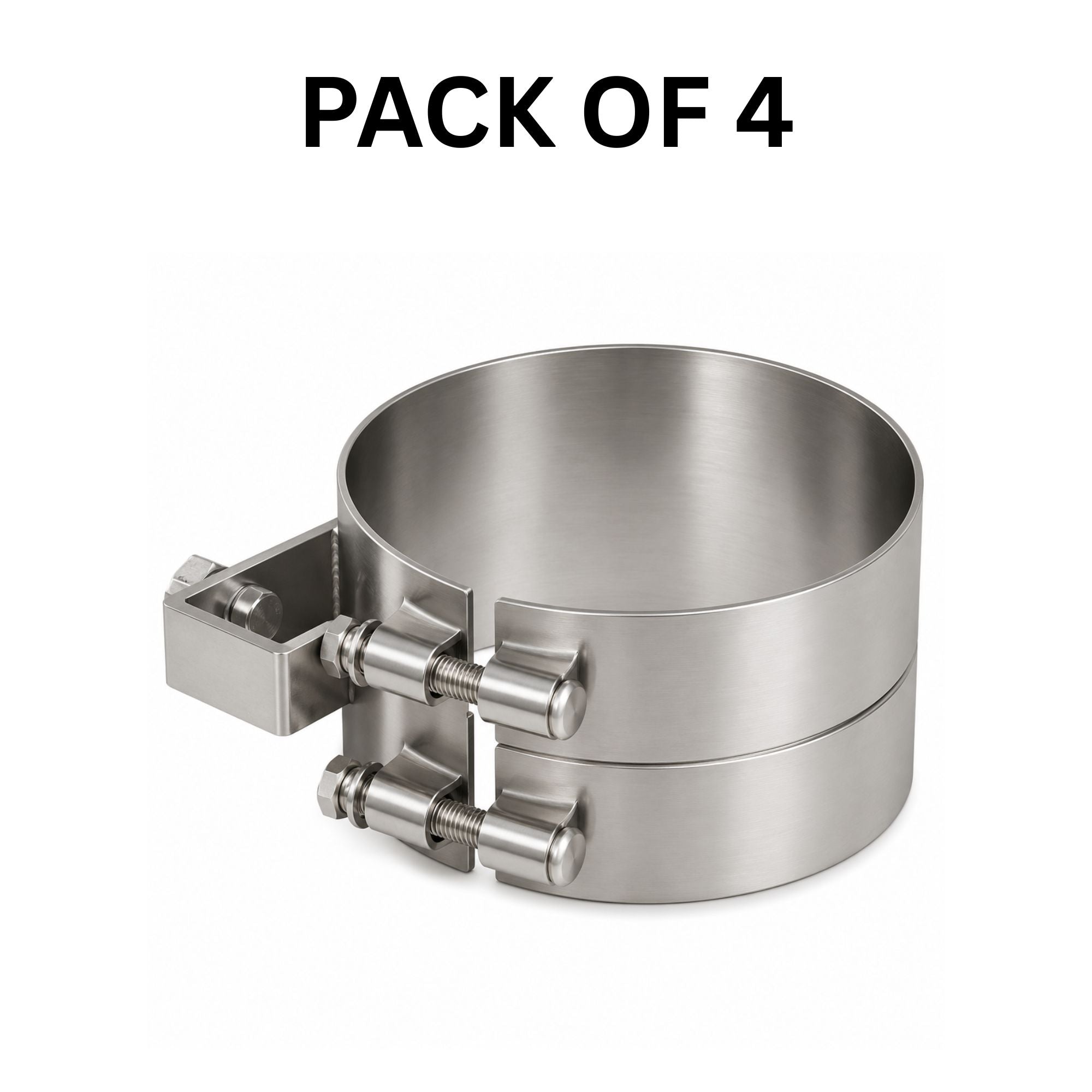 Stack Mounting Bracket 7in Compatible with Kenworth Aerocab and Universal Applications – Polished Stainless Steel Wide 2-Bolt Clamp – Pack of 4 – Compatible with 50BJUB700SCP