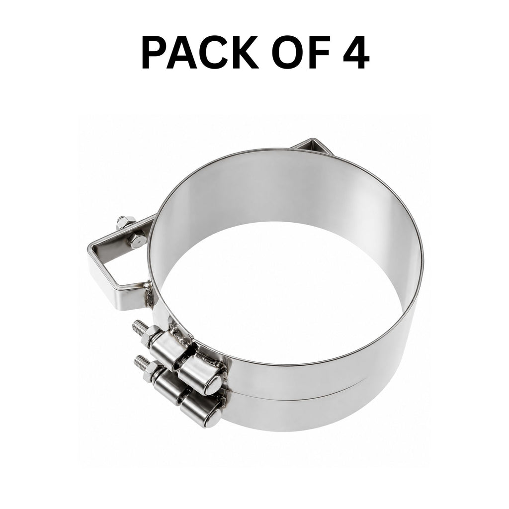 Stack Mounting Bracket 8in Compatible with Kenworth Aerocab and Universal Applications – Polished Stainless Steel Wide 2-Bolt Clamp – Pack of 4 – Compatible with 50BJUB800SCP
