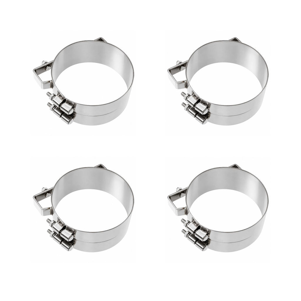 Stack Mounting Bracket 8in Compatible with Kenworth Aerocab and Universal Applications – Polished Stainless Steel Wide 2-Bolt Clamp – Pack of 4 – Compatible with 50BJUB800SCP