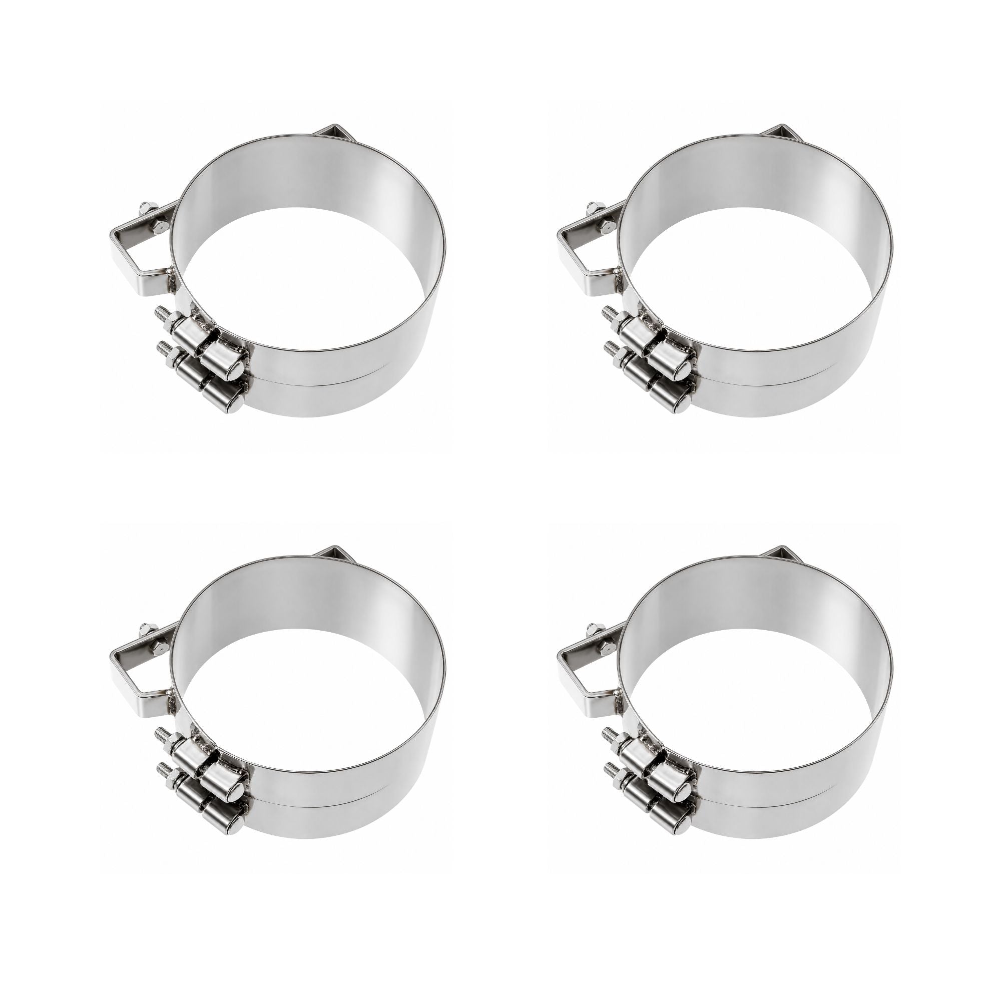 Stack Mounting Bracket 8in Compatible with Kenworth Aerocab and Universal Applications – Polished Stainless Steel Wide 2-Bolt Clamp – Pack of 4 – Compatible with 50BJUB800SCP