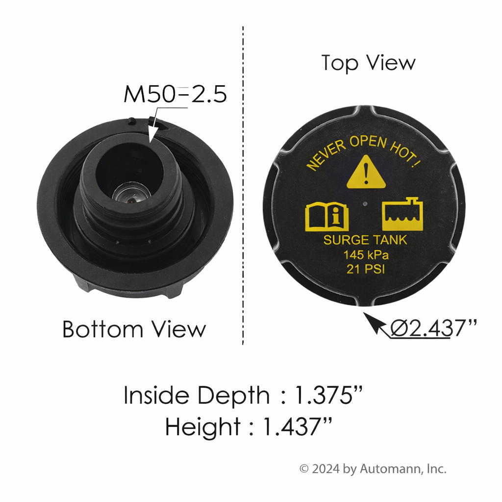 Coolant Reservoir Cap 21LB for Freightliner 2018 Cascadia P4 – Fits Reservoir Side – Compatible with OEM 0532312000