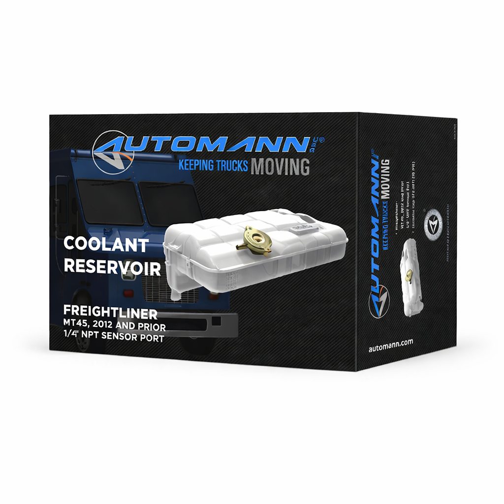 Coolant Reservoir for Freightliner MT45 2012 and Prior – Uses 572.2011 Cap with 1/4in NPT Sensor Port – Compatible with OEM 0529645000