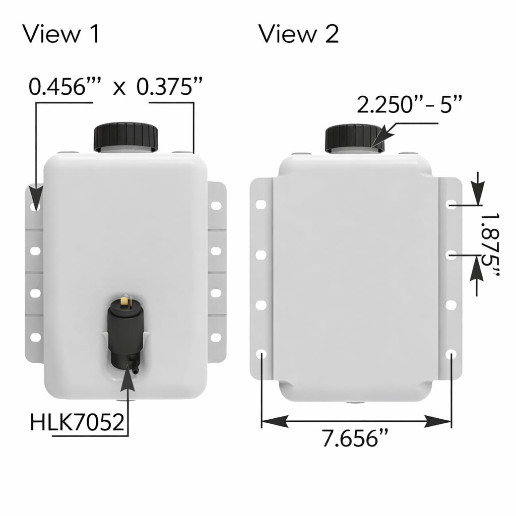 Washer Fluid Reservoir for Freightliner – Includes 572.2004 Cap and HLK7052 Pump – Compatible with OEM FLM065400