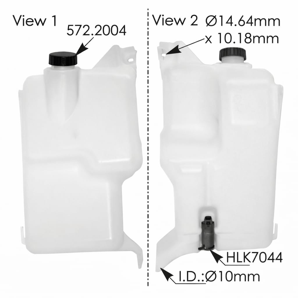 Washer Fluid Reservoir for Freightliner New Cascadia Columbia – Includes HLK7044 Pump and 572.2004 Cap – Compatible with OEM A2252303000 A2252303002 A2261372000