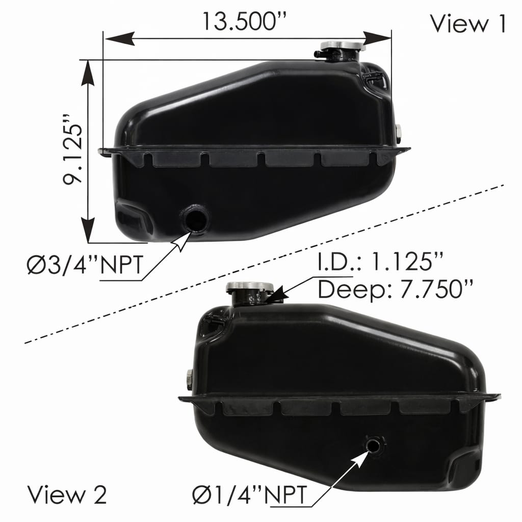 Coolant Reservoir for Freightliner FL112 – Includes 572.2001 Cap 20 PSI – Compatible with OEM 0518120000 T2435 T3030