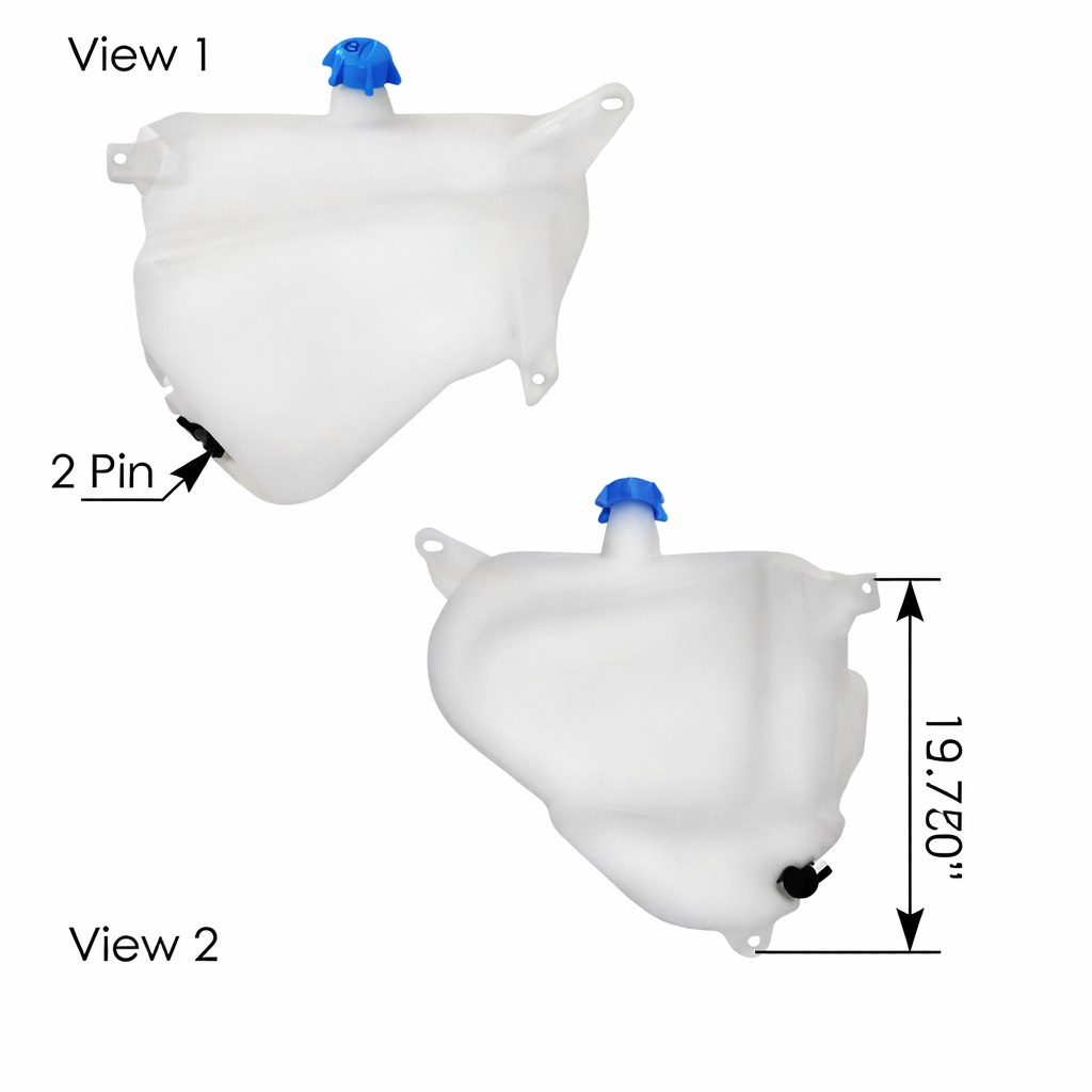 Washer Fluid Reservoir for Freightliner M2 2004-2010 – Includes HLK7044 Pump and 572.2048 Cap – Compatible with OEM A2258778000 A2262487000