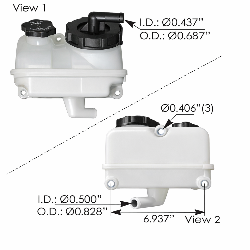 Power Steering Reservoir 2 Quart for Freightliner M2 2008-2014 Cascadia 2008-Up – Includes 572.4005 572.4010 Caps and 575.1131-F Filter – Compatible with OEM A1414796003 A1419133000