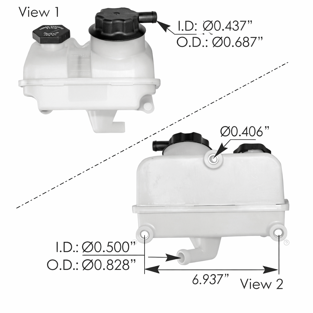 Power Steering Reservoir 2 Quart for Freightliner 2015-Up Cascadia – Includes 572.4008 Filler Cap and 572.4011 Filter Cap – Compatible with OEM A1417924000 A1422076000
