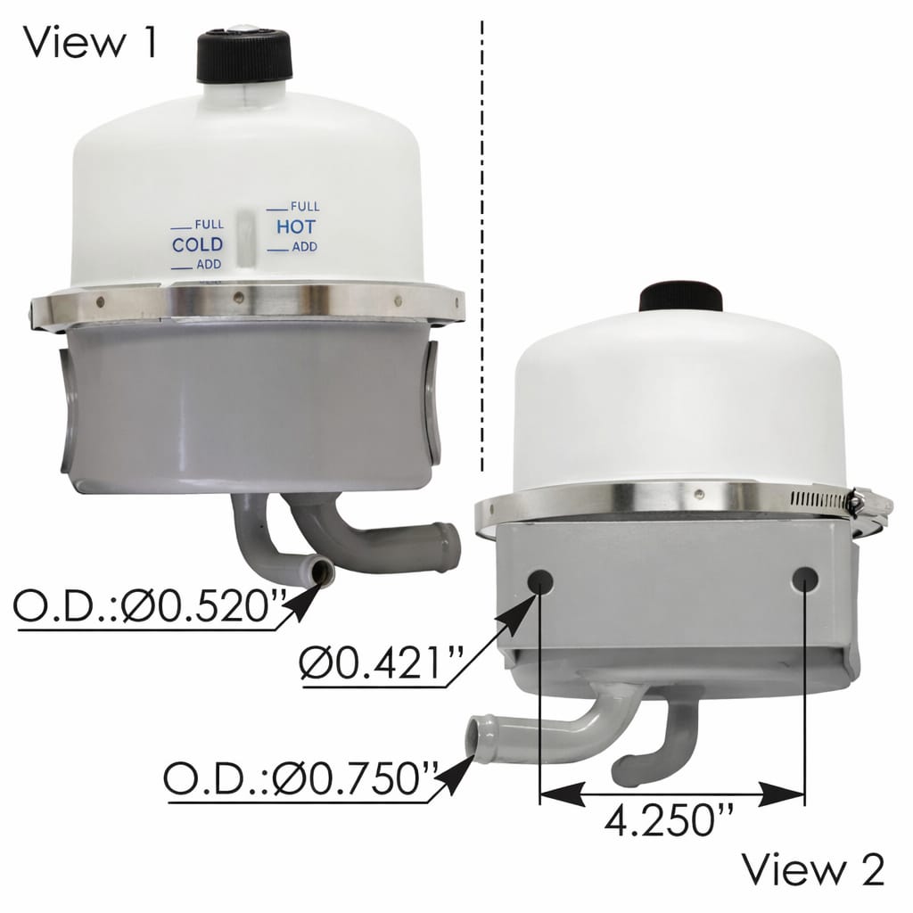 Power Steering Reservoir 2 Liter See-Thru for Freightliner – Uses OE Filter 87904M – Compatible with OEM 1413205000 1414746000 1417058000