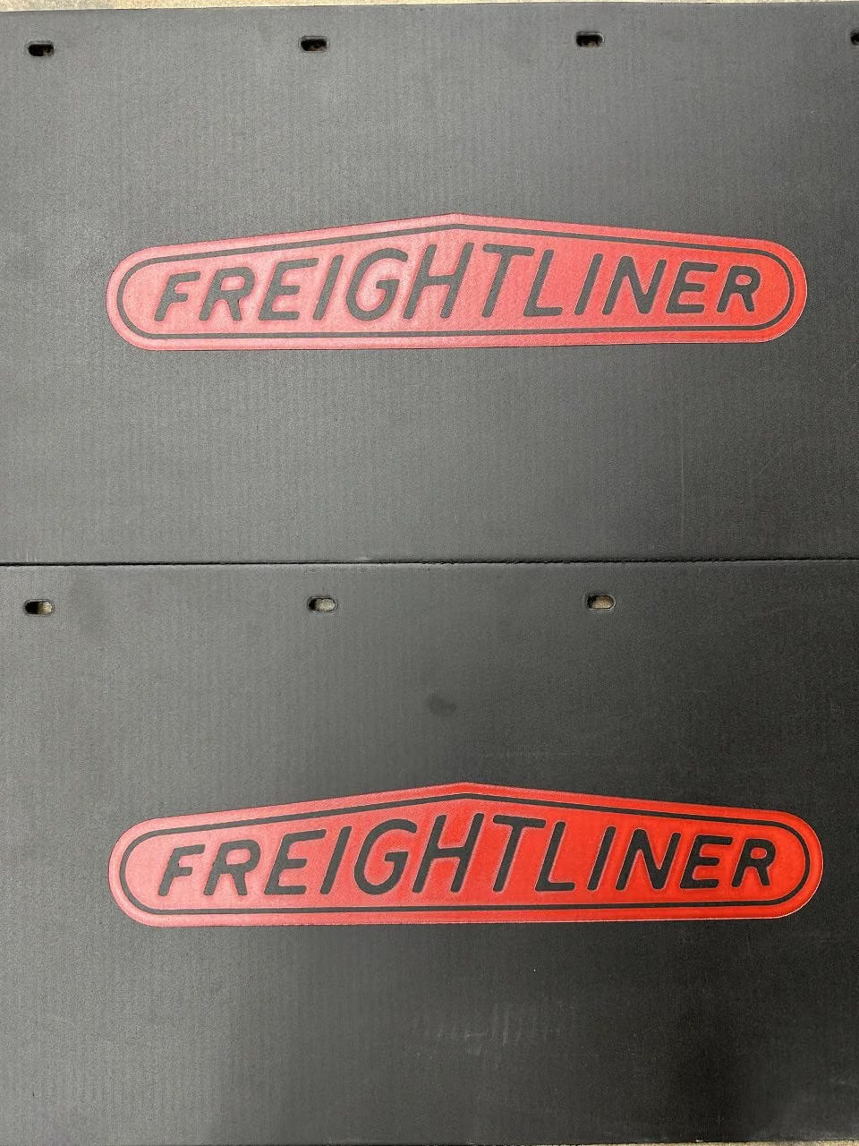 Semi Truck Mud Flaps 24in x 14in Compatible with Freightliner Trucks – Black with Red Logo – Pair