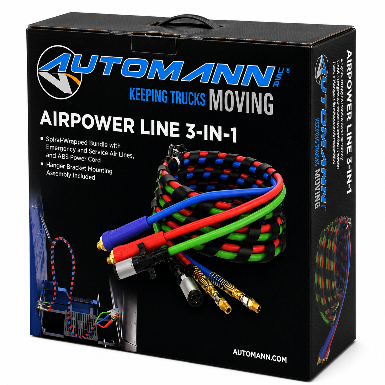 AirPower 3-in-1 Line 15ft Compatible with Universal Applications – Air & ABS Combination Assembly – Spiral Wrapped – Compatible with 13A1501, 302170