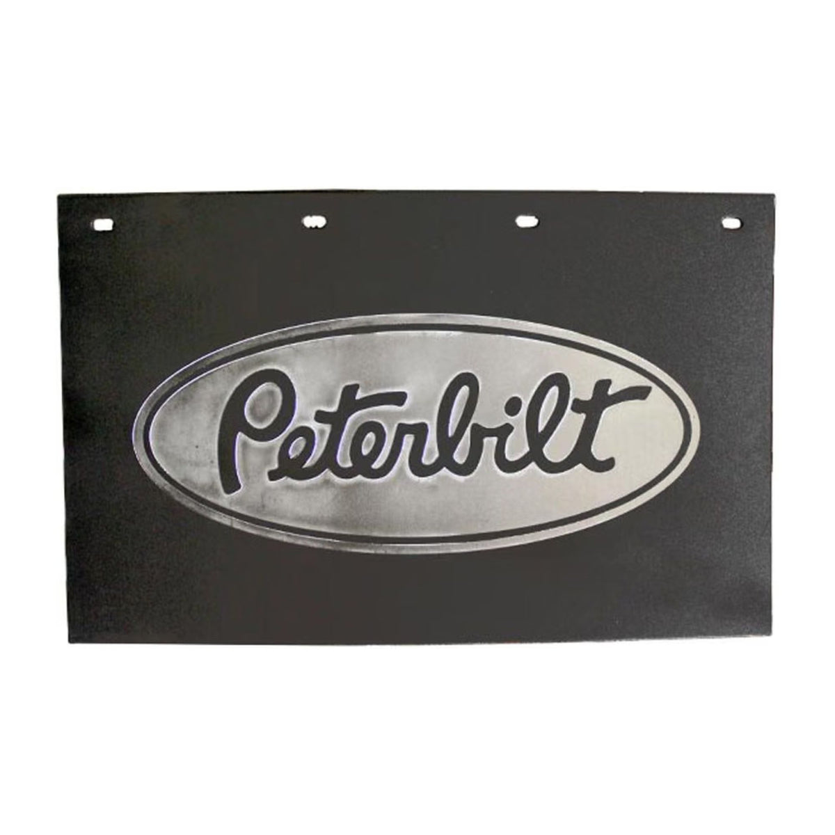AeroPro Semi Truck Mud Flaps 24in x 15in Compatible with Peterbilt Trucks – Black & Silver Poly – Pair