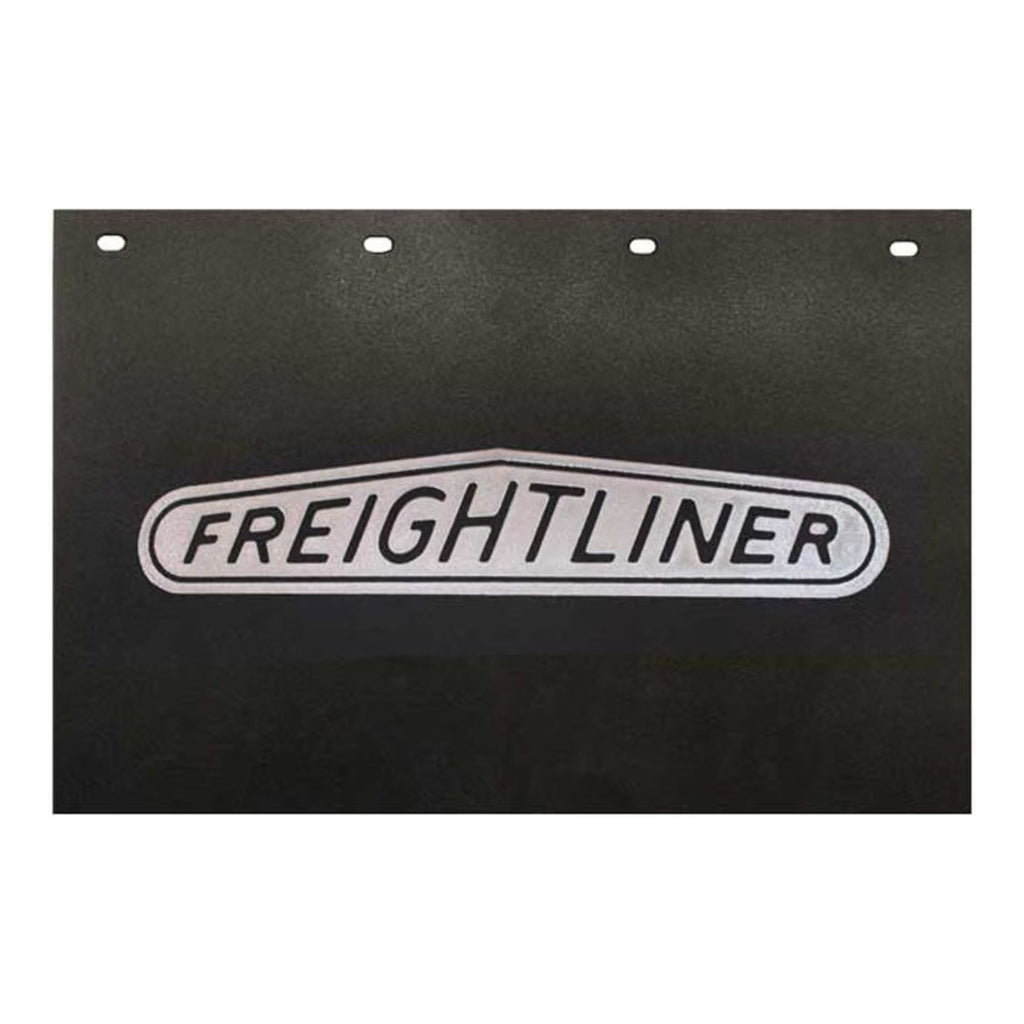 AeroPro Semi Truck Mud Flaps 24in x 15in Compatible with Freightliner Trucks – Black & Silver Poly – Pair