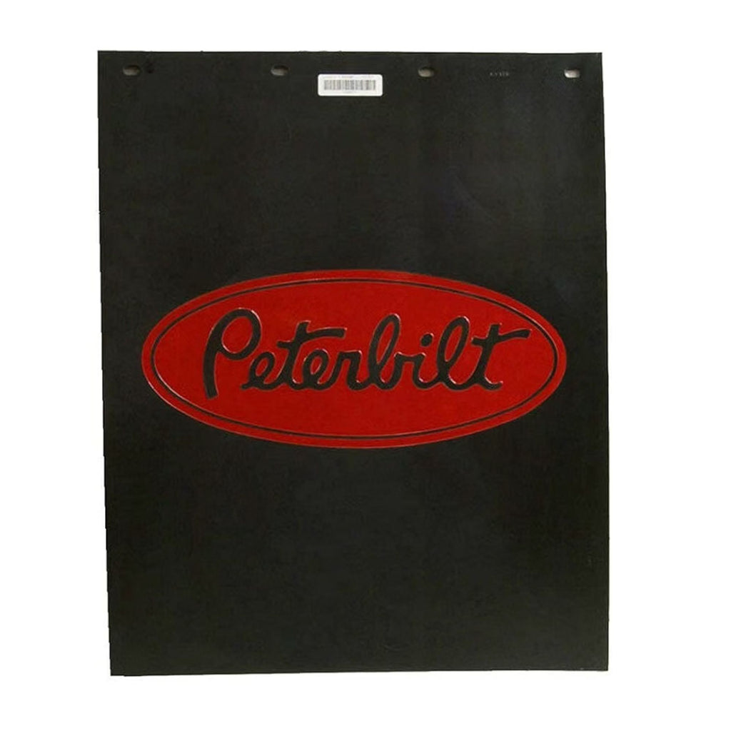 Semi Truck Mud Flaps Compatible with Peterbilt Trucks – 24in x 30in Black with Red Logo – 1 Pair