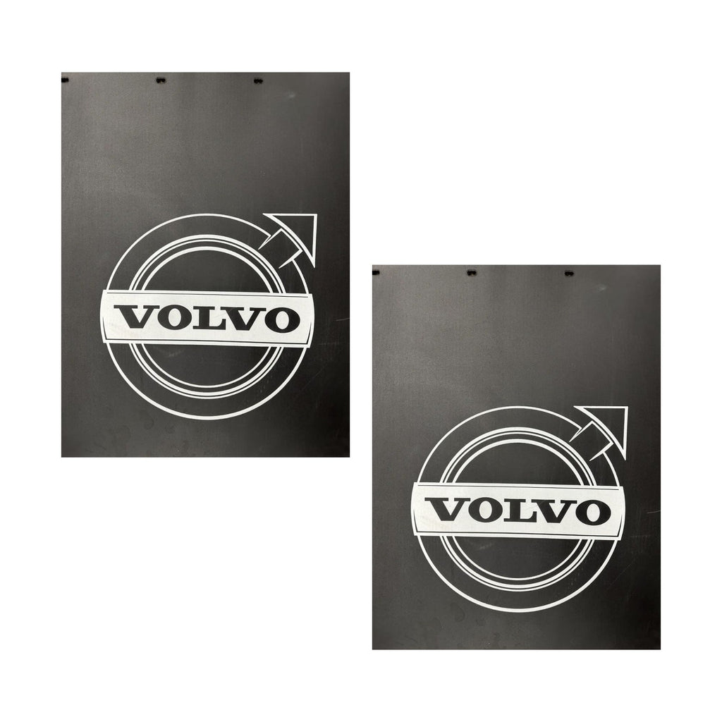 Semi Truck Mud Flaps 24in x 30in Compatible with Volvo Trucks – Black with White Logo – 1 Pair