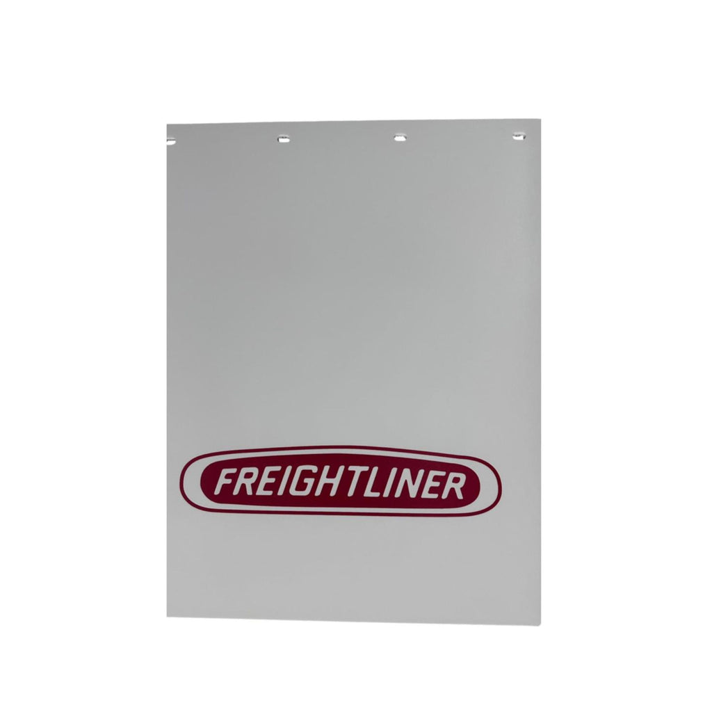 Semi Truck Mud Flaps 24in x 30in Compatible with Freightliner Trucks – White with Red Logo – Pair