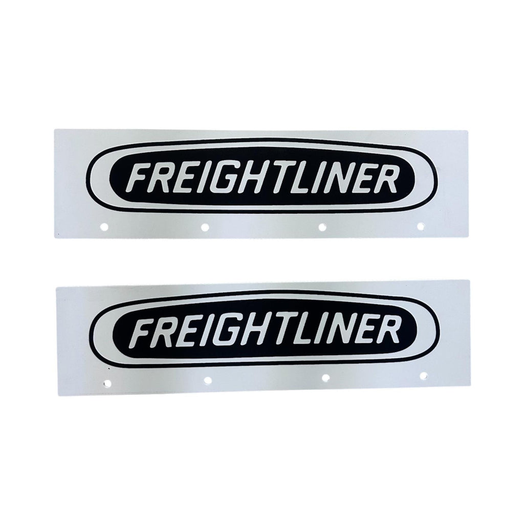 Semi Truck Mud Flaps 24in x 30in Compatible with Freightliner – White with Black Logo – Includes 21in x 5in Quarter Fender Mud Flaps – 4-Piece Set