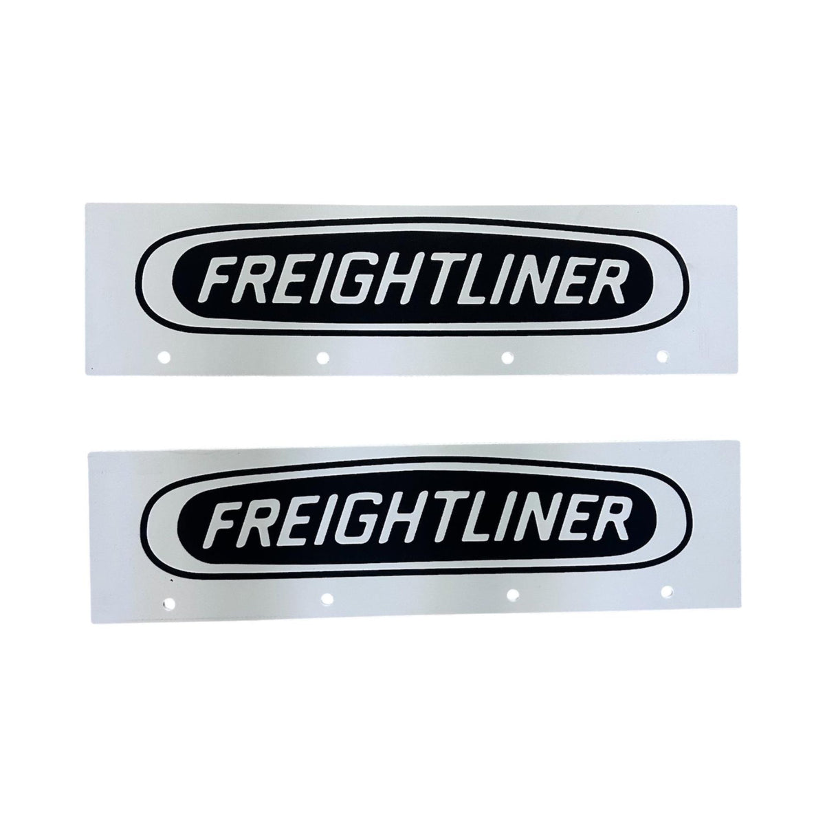 Semi Truck Mud Flaps 24in x 30in Compatible with Freightliner – White with Black Logo – Includes 21in x 5in Quarter Fender Mud Flaps – 4-Piece Set