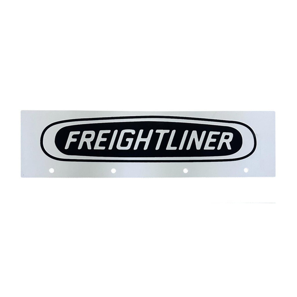 Quarter Fender Mud Flaps 21in x 5in Compatible with Freightliner Trucks – White with Black Logo – Pair