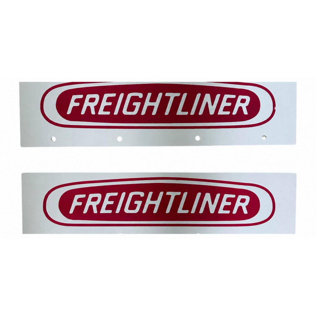 Semi Truck Mud Flaps 24in x 30in Compatible with Freightliner – White with Red Logo – Includes 21in x 5in Quarter Fender Mud Flaps – 4-Piece Set