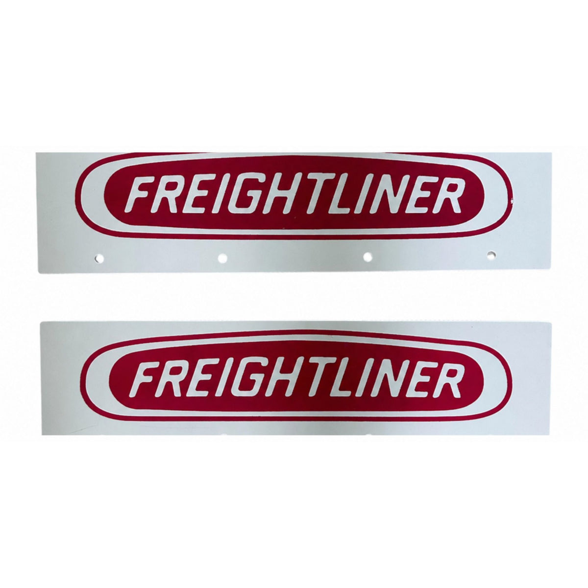 Semi Truck Mud Flaps 24in x 30in Compatible with Freightliner – White with Red Logo – Includes 21in x 5in Quarter Fender Mud Flaps – 4-Piece Set