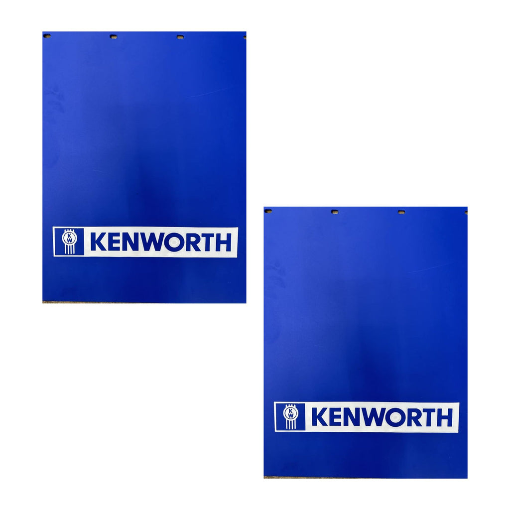 Semi Truck Mud Flaps 24in x 30in Compatible with Kenworth Trucks – Blue with White Logo – 1 Pair