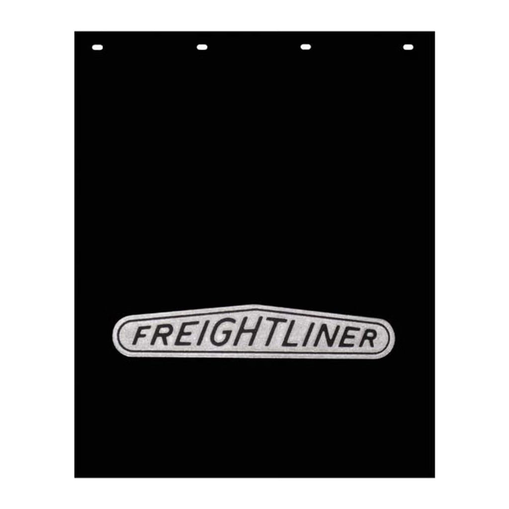 Semi Truck Mud Flaps 24in x 30in Compatible with Freightliner Trucks – Black & Silver Poly – Pair