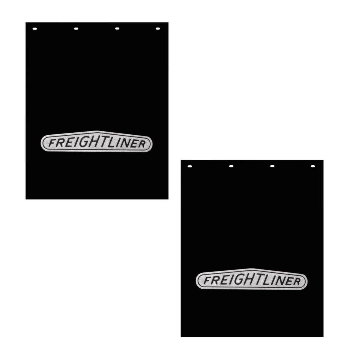 Semi Truck Mud Flaps 24in x 30in Compatible with Freightliner Trucks – Black & Silver Poly – Pair