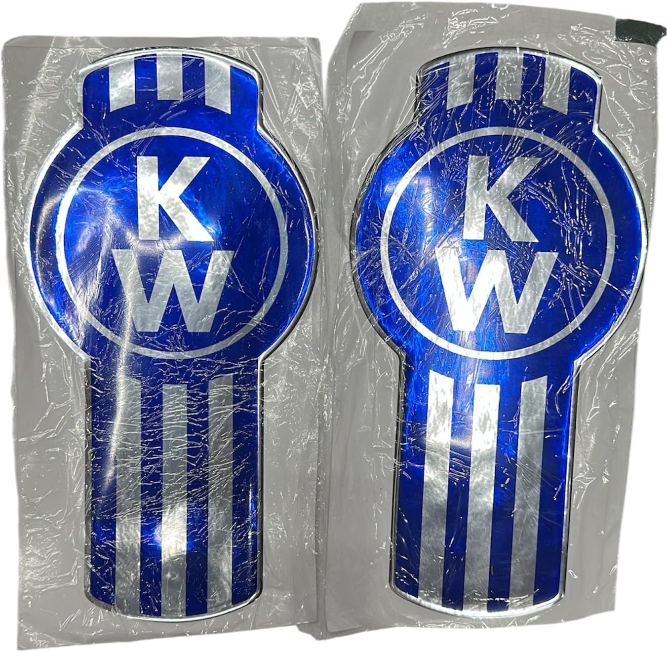Semi Truck Grill and Hood Emblem Logo Sticker Compatible with Kenworth Blue Color 1 Pair