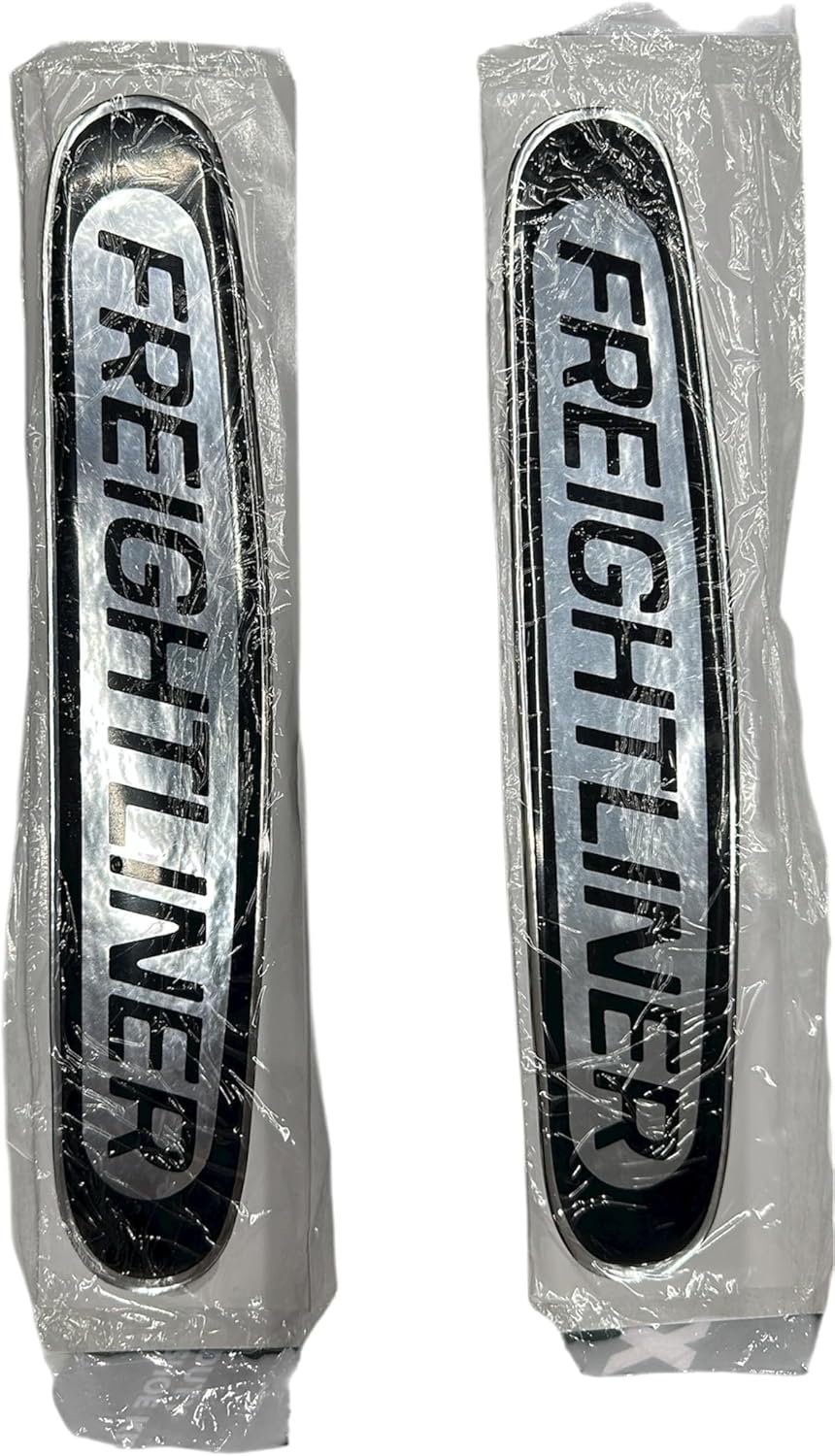Semi Truck Grill and Hood Emblem Logo Sticker Freighliner Black Color 1 Pair